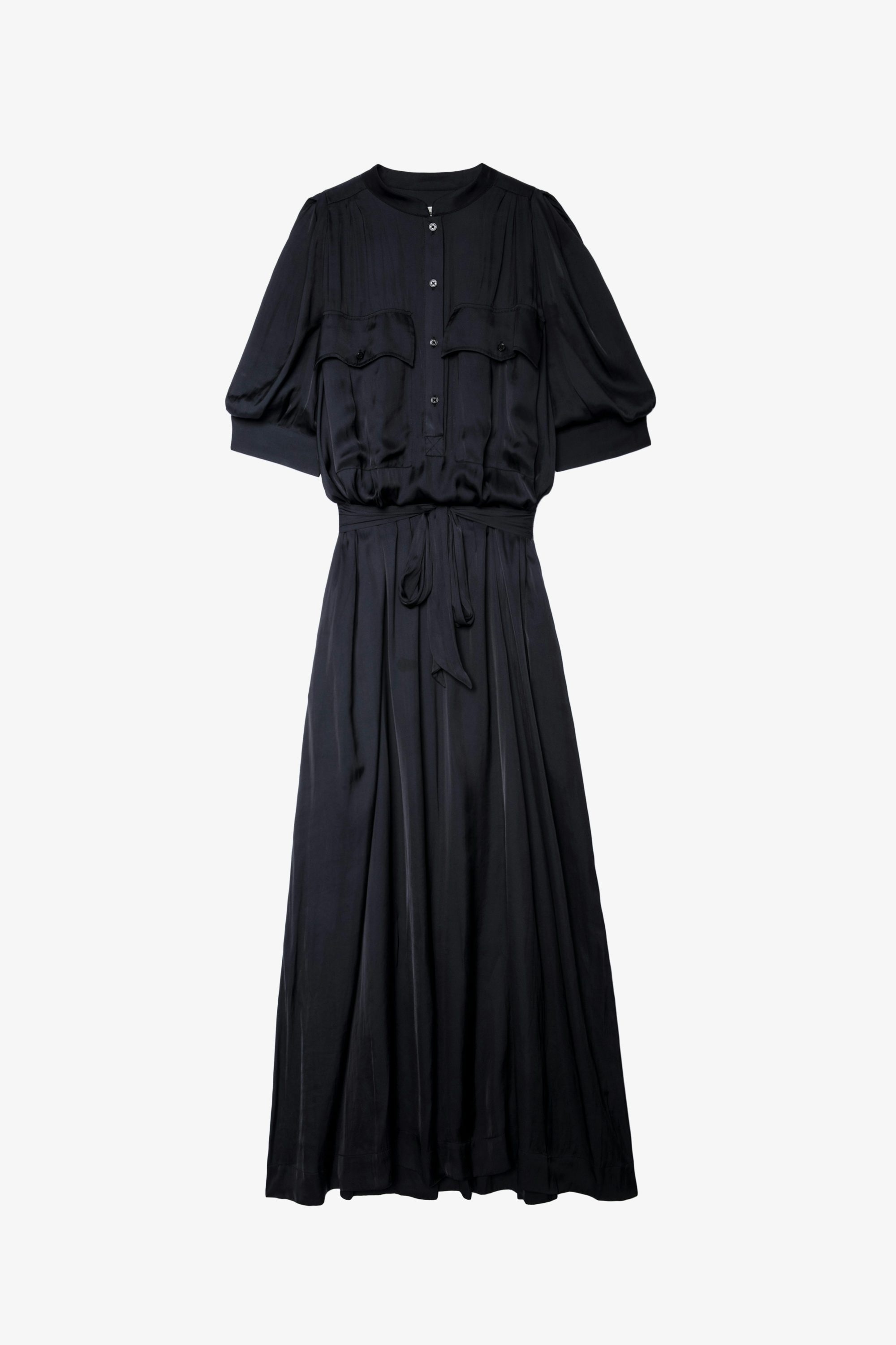 Remedy Satin Dress - Women’s long black skirt.